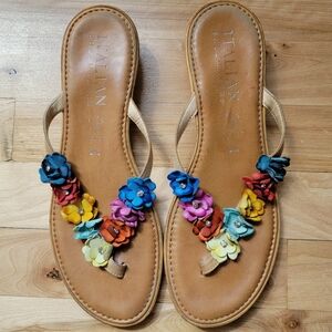 Italian Shoemakers Multi Colored Flowers Sandal Made in Italy 9.5